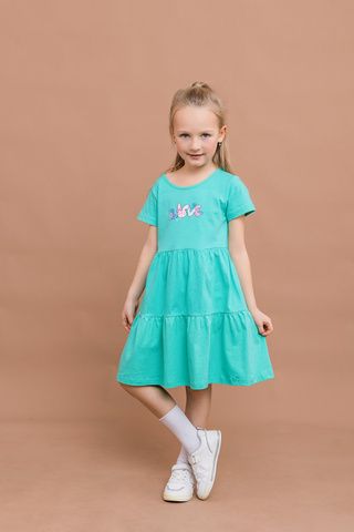 039_БК25 Платье для девочки, бирюзовый