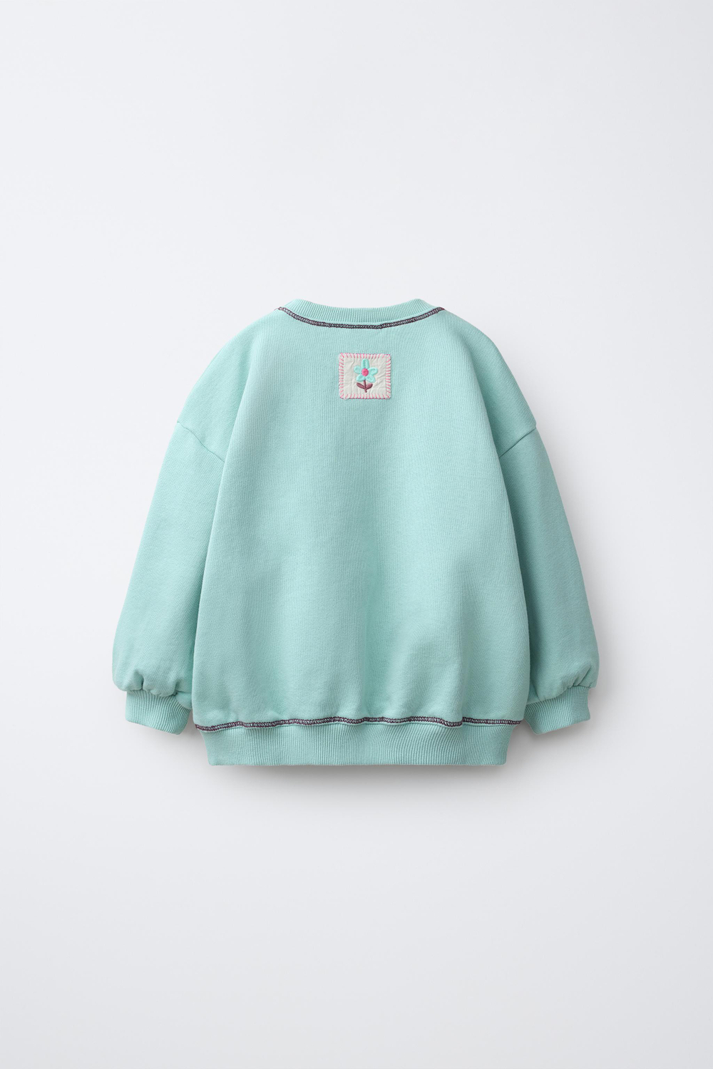 ZARA ТОЛСТОВКА С ВЫШИТОЙ НАДПИСЬЮ, БИРЮЗОВЫЙ