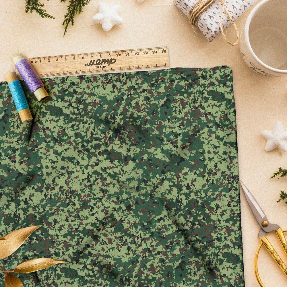 Ткань дюспо зелёный камуфляж в виде кустов