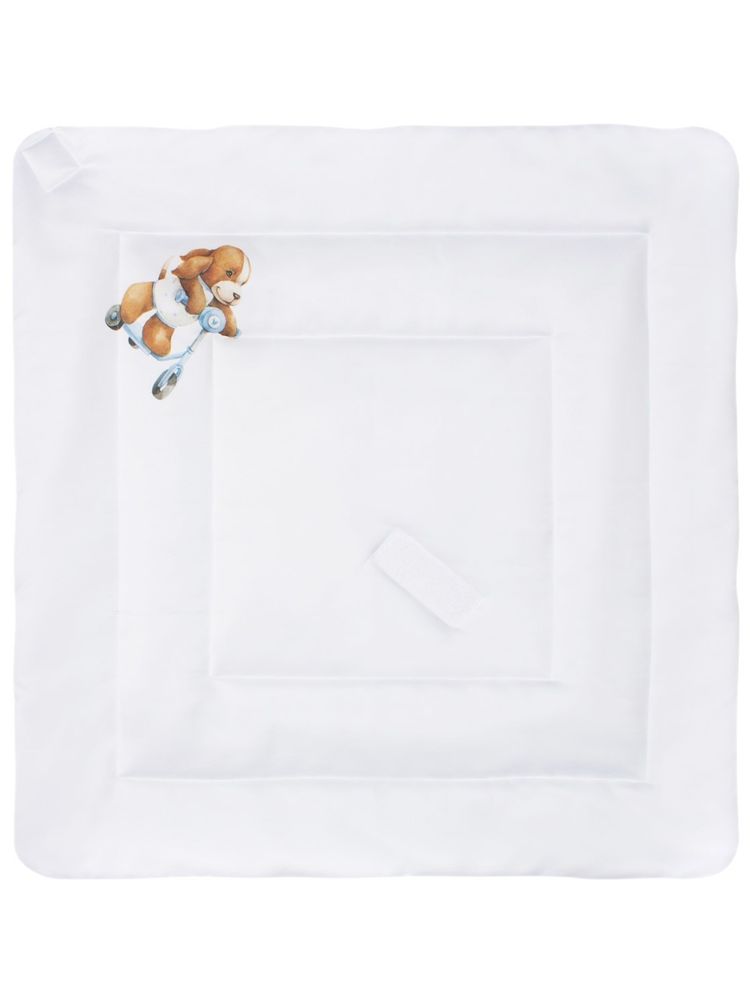 Белый конверт-одеяло на выписку &quot;Собачка на самокате&quot; на лето