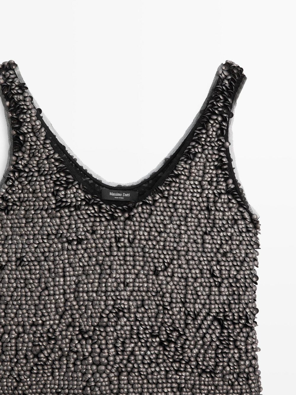 Massimo Dutti Топ с бретелями и бисером, серый