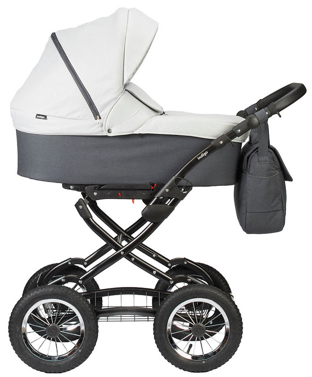 Детская коляска Indigo Charlotte Sity Classic 12 3 в 1 с автокреслом Avionaut Cosmo Cs05 т.серый+св.серый
