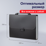 Папка-портфель пластиковая BRAUBERG "Energy" А4 (330х256х32 мм) 7 отделений черная (3 штуки в упаковке)