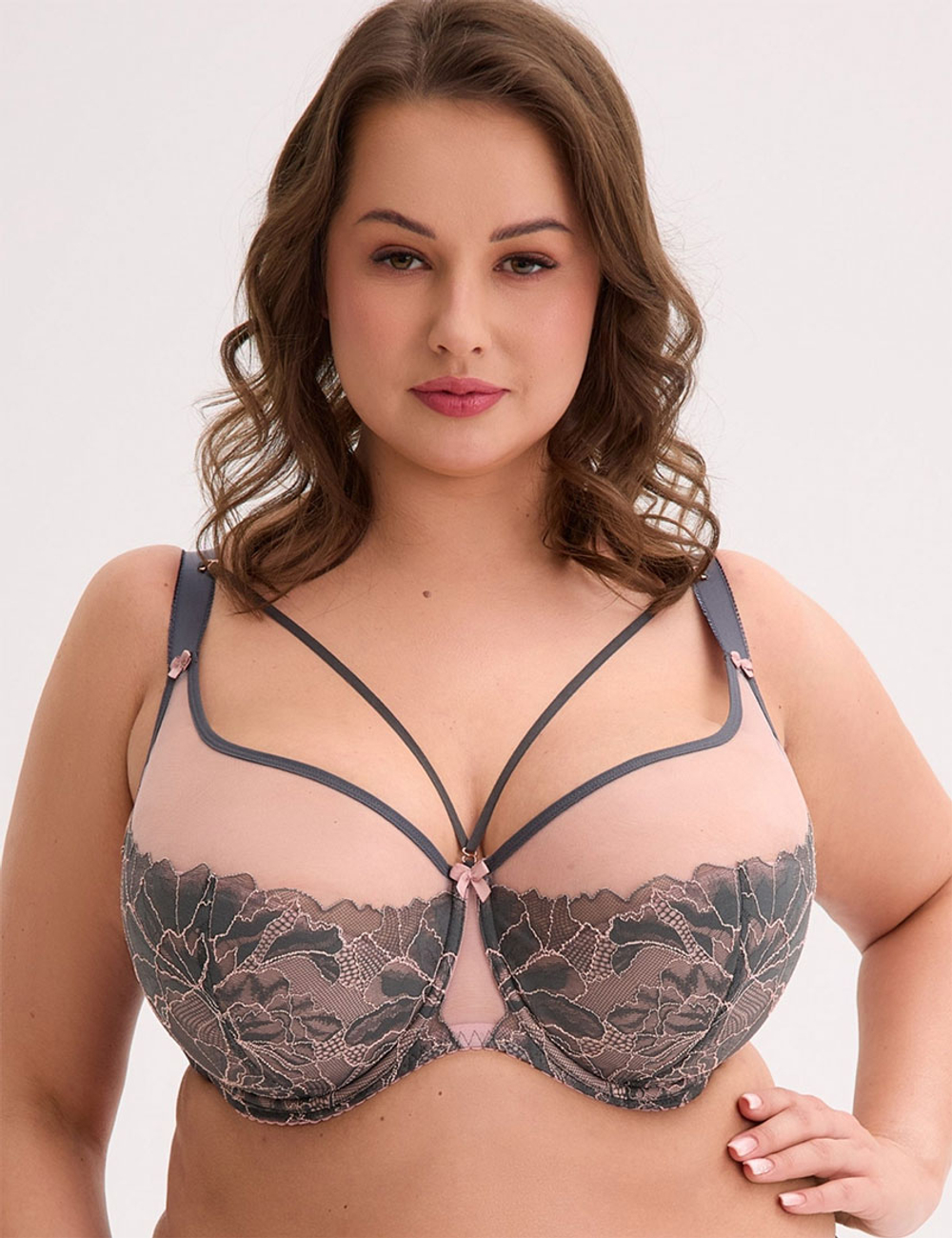 Бюстгальтер полумягкий большого размера Gaia 1318 PRIYA PU maxi графит