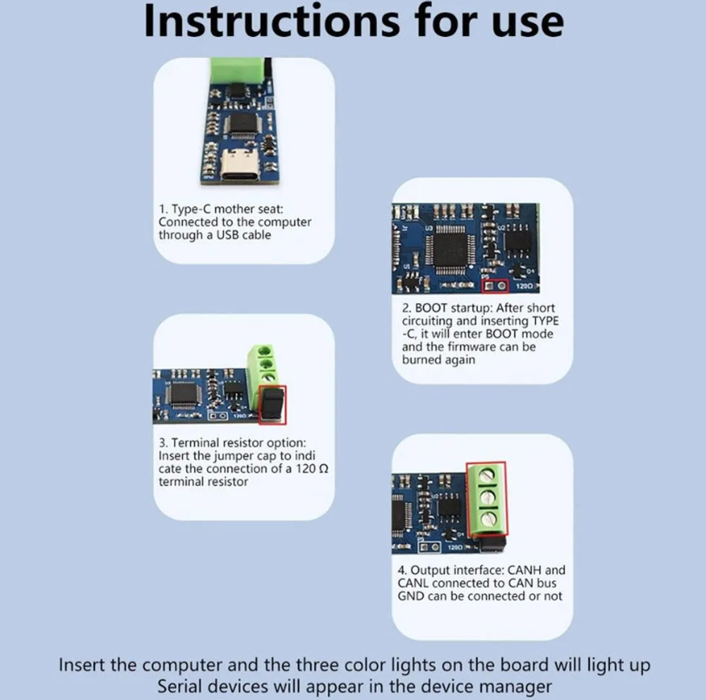 Модуль адаптера преобразователя USB-CAN [CANABLE V2.0 STM32G4]