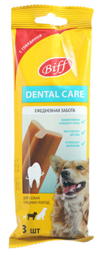 BIFF DENT Жевательный снек для собак средних пород со вкусом говядины, 77 г