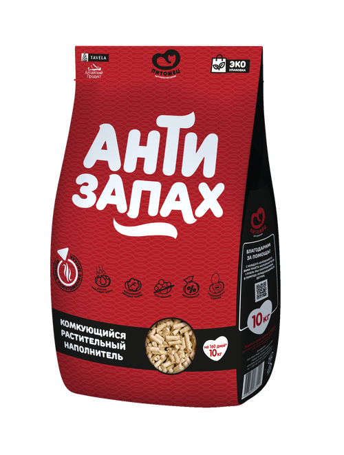 Питомец наполнитель для кошек растительный, комкующийся антизапах