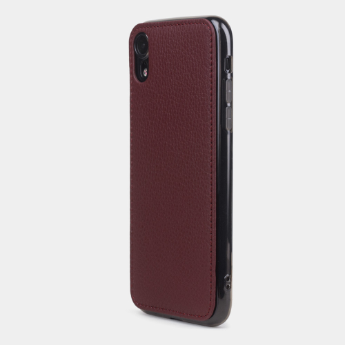 Чехол-накладка для iPhone XR из натуральной кожи теленка, бордового цвета