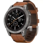Умные часы Garmin Fenix 7 Pro Sapphire Solar, серый с коричневым кожаным ремешком (Carbon Gray Chestnut Leather Band)