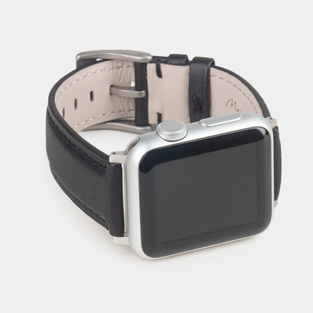 Ремешок для Apple Watch 44/45/46 mm из кожи теленка, черного цвета