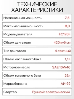 Генератор бензиновый инверторный PR10000ioL-B (7.5 кВт, 230В, 50Гц, 4-тактный)