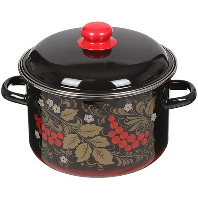 Кастрюля сталь, эмал, 5.5 л, с крыш, СтальЭмаль, Рябина, 7RD221M/7RD221S, в асс, индукц