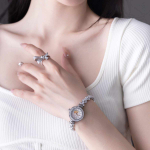 VAN GOGH Yao Guang All Over Star Galaxy Wrist Watch Quartz Movement Metal Strap Mother of Pearl Color Watch Dial