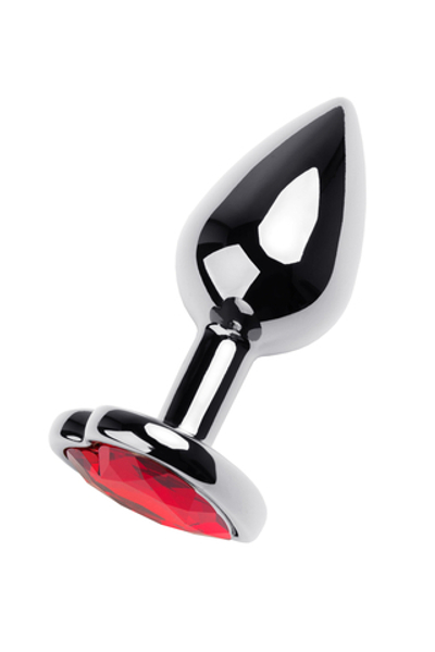 Анальная втулка с кристаллом сердце Small красный 7 см