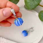 LEFIREL' Серьги серебряные женские "Клевер" с цветами из муранского стекла / ювелирные украшения из родированного серебра 925