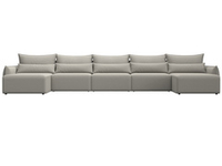 Диван П-образный Лига-051 НПБ МегаЛонг РОГОЖКА Амур 02 бежевый