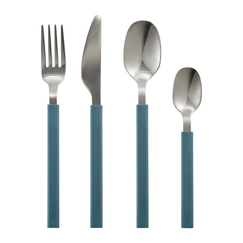 ТОНГМЭРЛА TАNGMАRLA Набор столовых приборов 16 шт, серо-синий
