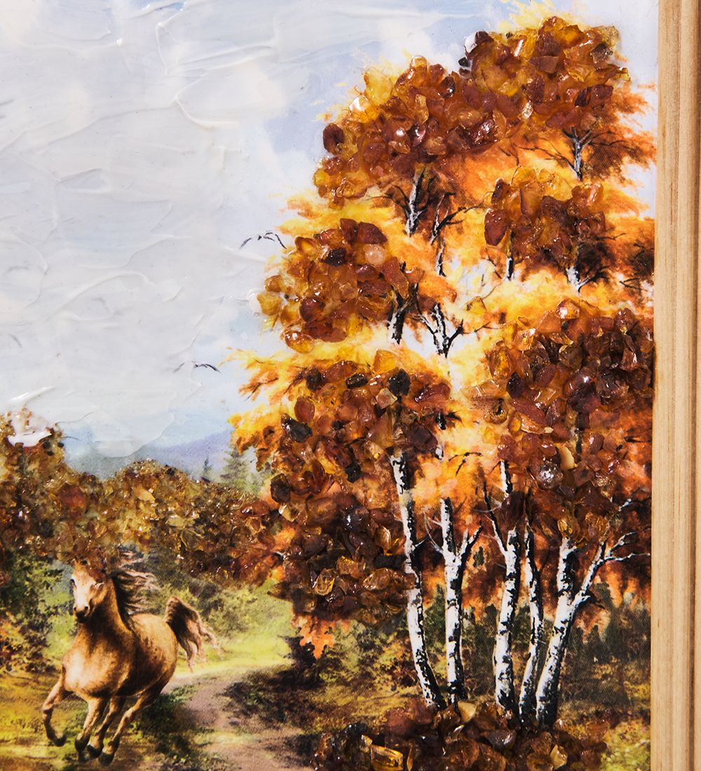 AMB-03/48 Картина «Красота природы» (с янтарной крошкой) H-32см