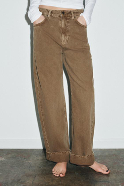 ZARA ДЖИНСЫ BAGGY СО СРЕДНЕЙ ПОСАДКОЙ — ZW COLLECTION, КОРИЧНЕВЫЙ