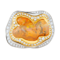 Кольцо с Мексиканским Опалом и Бриллиантами, R0029-8/1