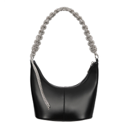 Сумка кожа, черная, ручка россыпь циркониев