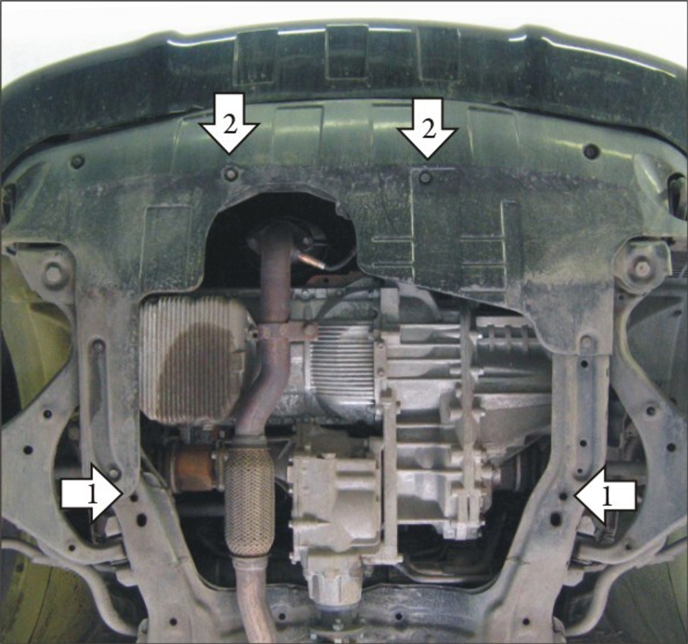 Усиленная защита Motodor картера двигателя, кпп. 2 мм, сталь. для Hyundai Tucson 2004-2010,KIA Sportage 2004-2008,KIA Sportage 2008-2010 арт.00911