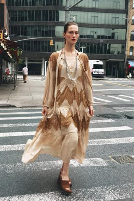 ZARA КОМБИНИРОВАННОЕ ПЛАТЬЕ, ПЕРСИКОВЫЙ