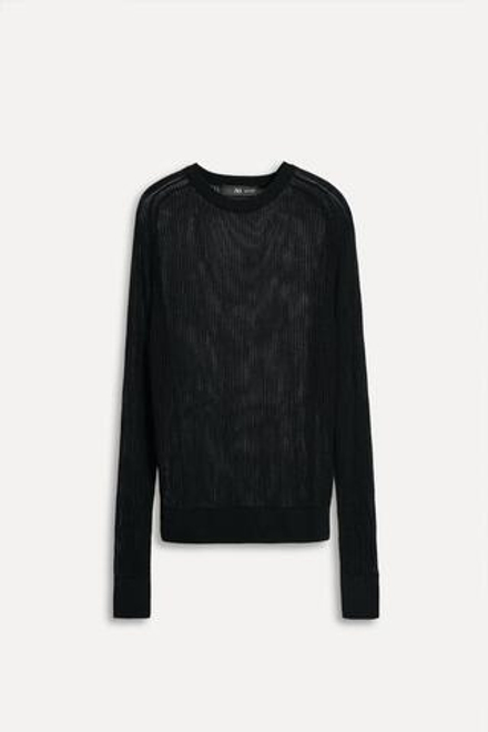 ZARA СВИТЕР ИЗ АЖУРНОГО ТРИКОТАЖА — 50TH ANNIVERSARY, ЧЕРНЫЙ