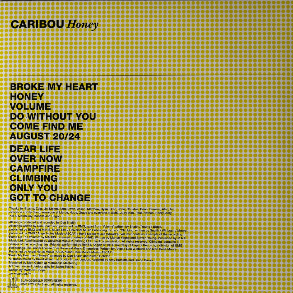 Caribou ‎– Honey (Европа 2024г.) Yellow