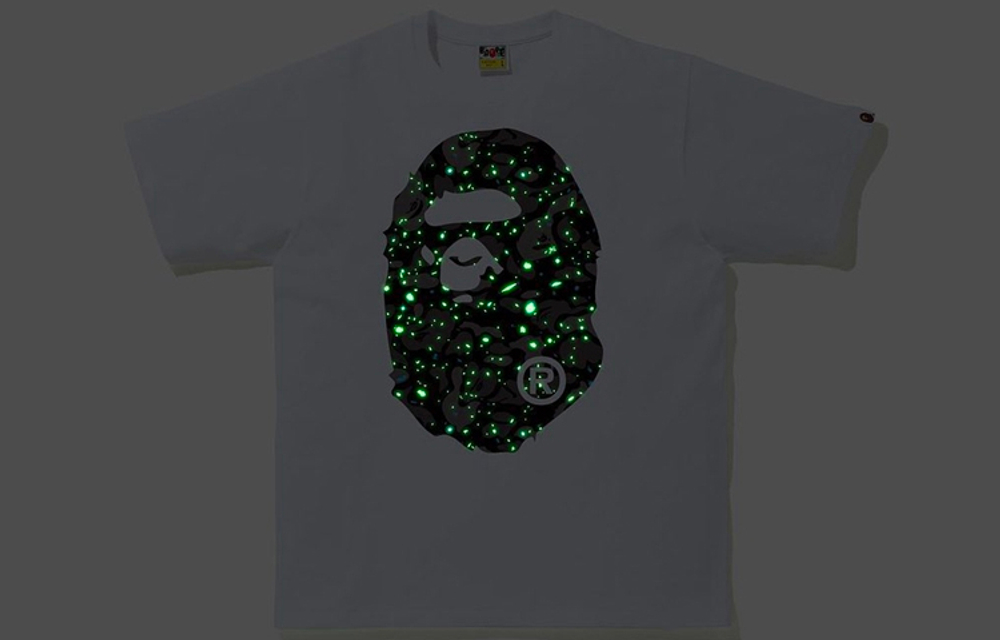 A Bathing Ape Space Camo Big Ape Head Tee белый