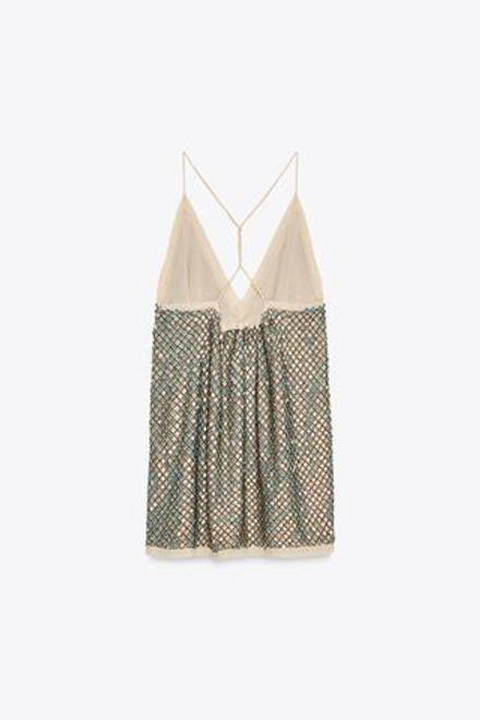 ZARA ТОП С БРЕТЕЛЯМИ И ПАЙЕТКАМИ — ZW COLLECTION LIMITED EDITION, МЕДНЫЙ
