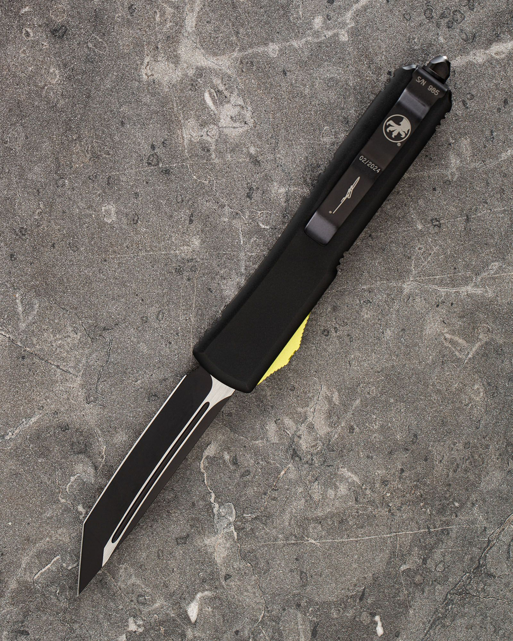 Автоматический складной нож Microtech Ultratech T/E Black Tanto 123-1THQ (желтый-черный) фронталка/выкидуха