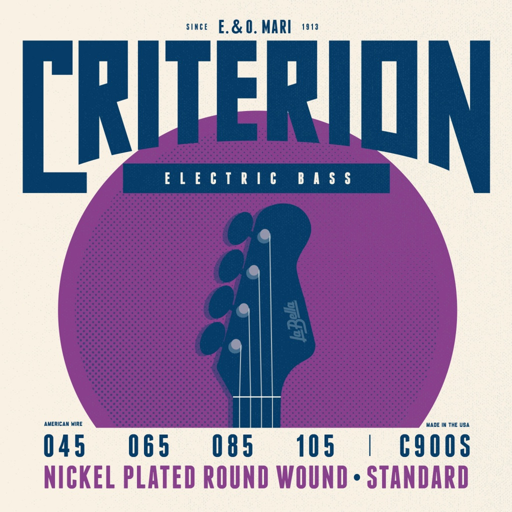 La Bella C900S Criterion Комплект струн для 4-струнной бас-гитары 45-105. Круглая никелированная оплетка.
