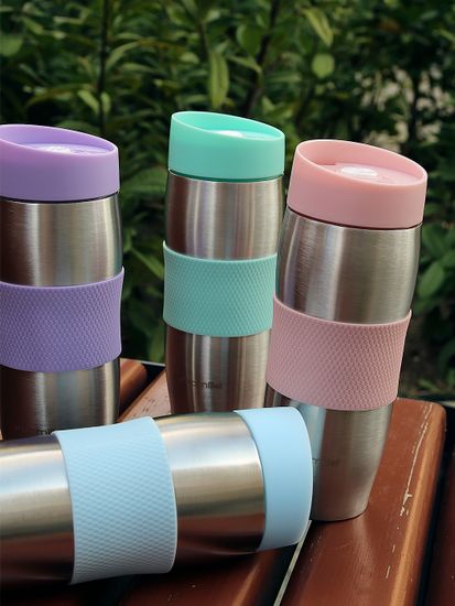 Термокружка 380 мл. из нержавеющей стали Kamille KM-2053R с TPR-вставкой