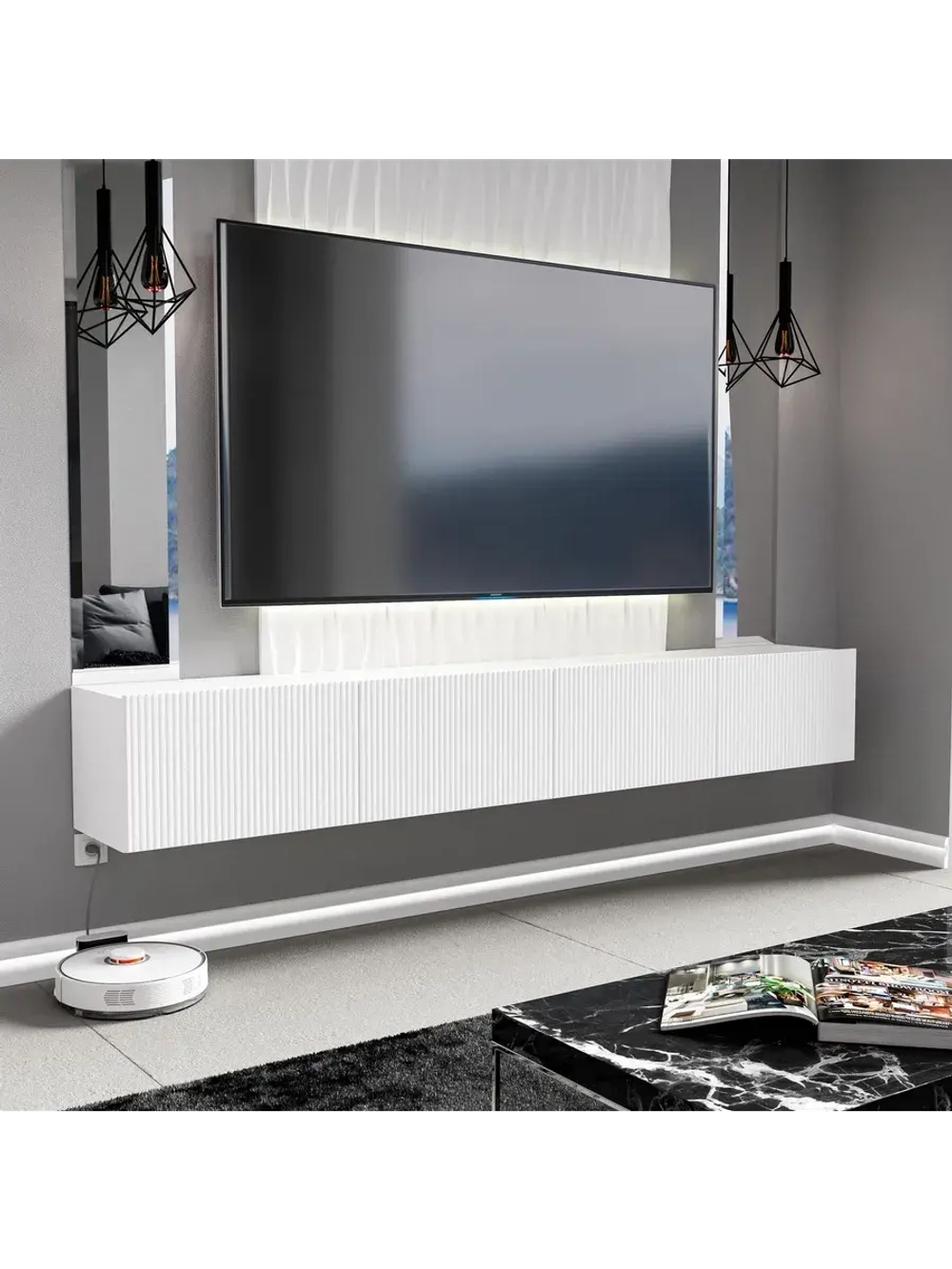 Тумба под телевизор подвесная 240х35х35,8 см