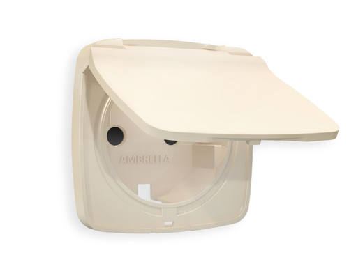 OP3280 Лицевая панель OMEGA (Бежевый матовый) для электрической розетки с/з со шторками и крышкой IP44 QUANT