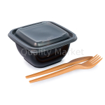 Одноразовый контейнер 500 мл черный 126*126*60 мм СпК-1212 ПЭТ