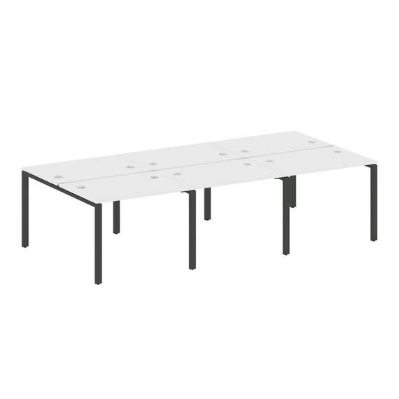 Metal System Рабочая станция на 6 мест на П-образном м/к БП.СМ-6.1 Белый/Металл Антрацит 3000*1475*7