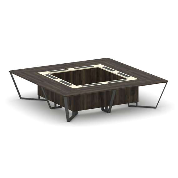 Steel Meet Стол переговорный квадратный KM-PR.B.SP-16K Дуб Мали/Ваниль Глянец/Металл Антрацит 3200*3