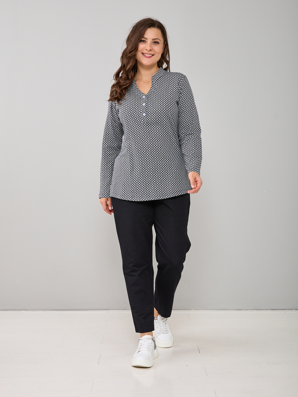 Блузка БЛ-22/чернобелая-геометрия