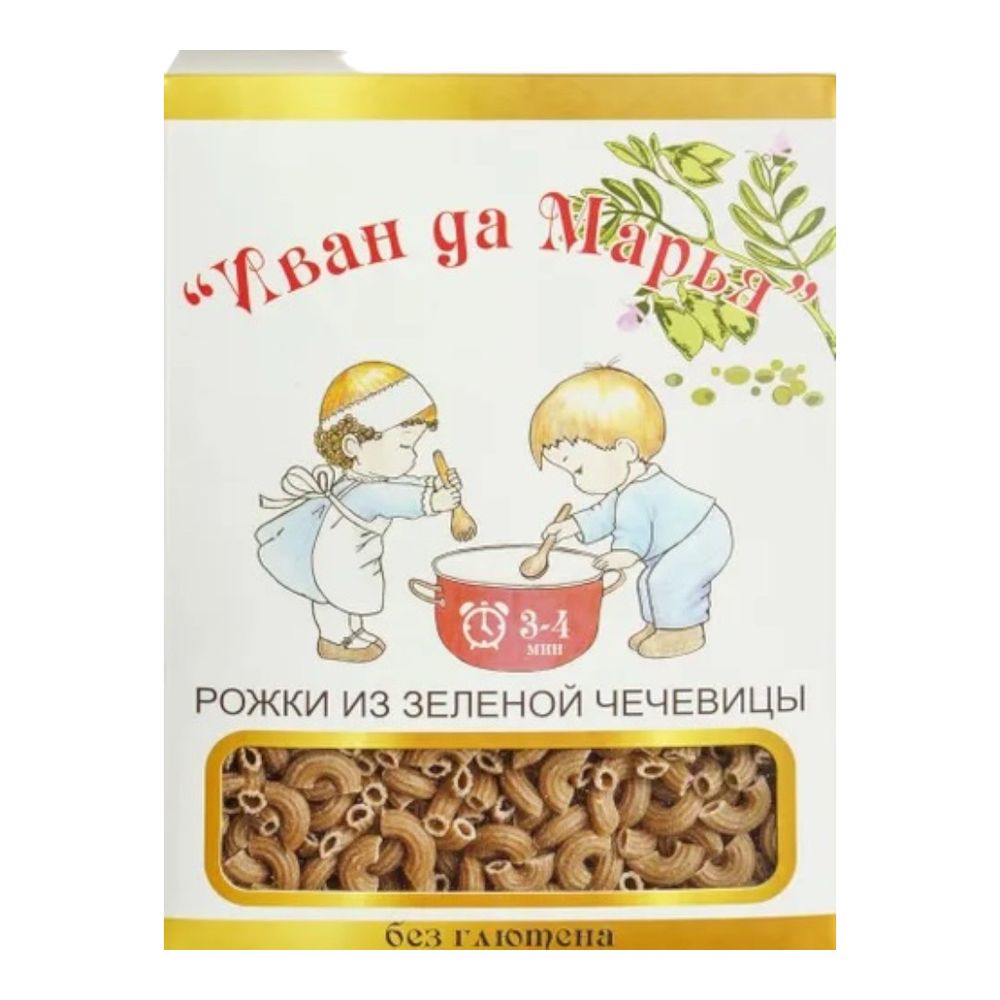 Макароны из зеленой чечевицы Рожки, 400г (Иван да Марья)