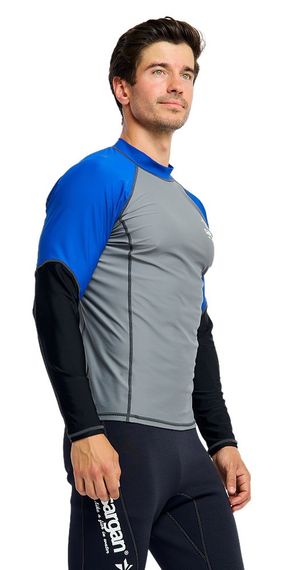 Футболка рашгард лонгслив Sargan Агидель UPF 50+ мужская серо-синяя роял-черный