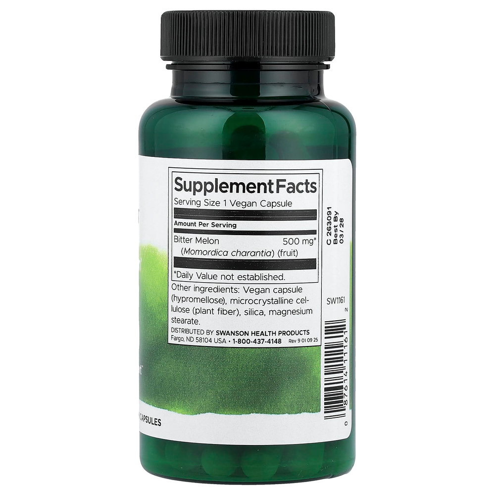 Swanson, Full Spectrum®, горькая дыня, 500 мг, 60 веганских капсул