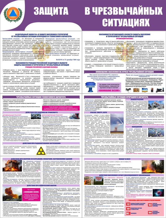 Информационный стенд "Защита в чрезвычайных ситуациях"