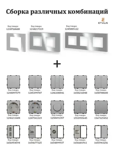 Etalis Рамка электроустановочная, серый, 4 пост., 1 шт.