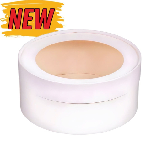 NEW!Коробка под зефир, печенье и макароны круглая с окном диам.160мм выс.70 мм (белая), от 32 шт