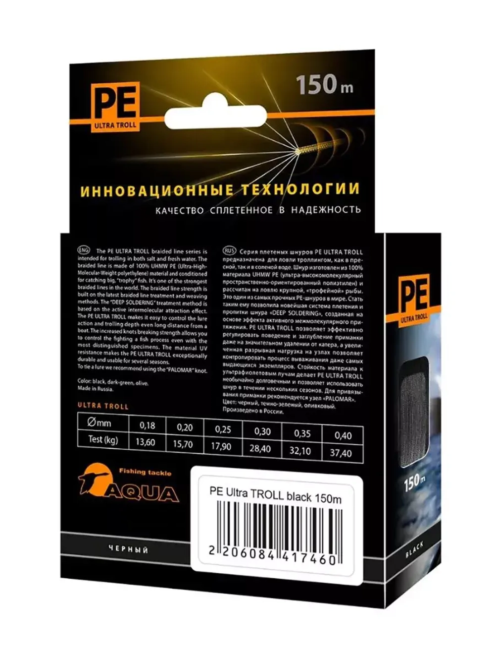 Плетеный шнур рыболовный TROLL Dark Green 0,18mm 150m