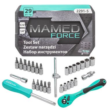 Набор инструментов PROFI 29пр. 1/4''(6гр)(4-13мм) MAMEDFORCE MF-2291-5