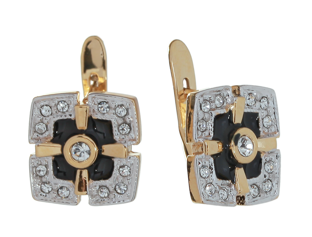 "Радамера" серьги в золотом покрытии из коллекции "Эллада" от Jenavi  с английским замком