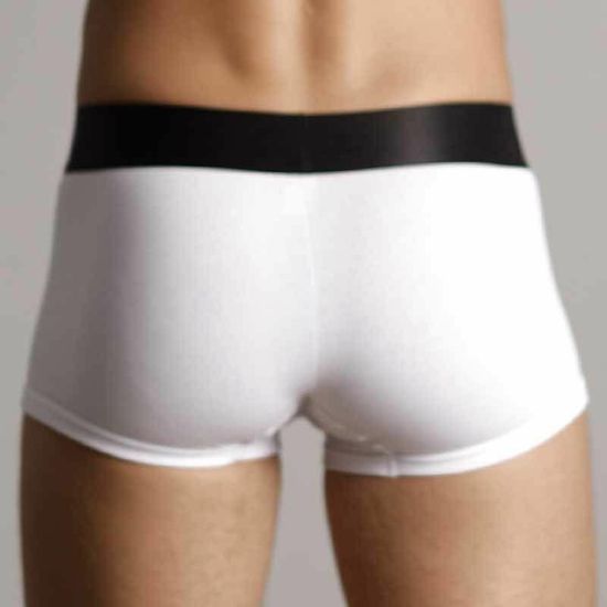 Мужские трусы боксеры белые с черной резинкой Calvin Klein Black Waistband White